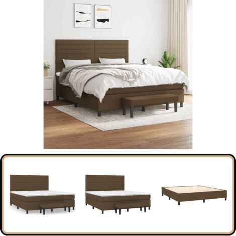 Sommier à lattes de lit avec matelas Marron foncé 180x200 cm - Lit Double - Lit Plateforme - Matelas Ferme - Matelas Moelleux - Literie