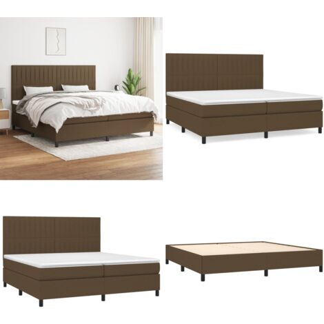 Sommier à lattes de lit avec matelas Marron foncé 200x200 cm - Lit Double - Lit Plateforme - Matelas À Ressorts Ensachés - Literie - Chambre À Coucher - Home & Living