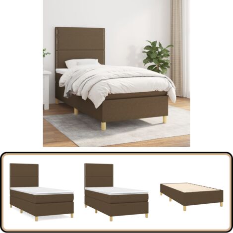 Sommier à lattes de lit avec matelas Marron foncé 90x200 cm - Lit Double - Lit Plateforme - Matelas À Ressorts Ensachés - Literie - Chambre À Coucher