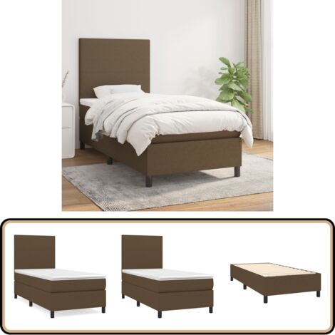 Sommier à lattes de lit avec matelas Marron foncé 90x200 cm - Lit Double - Lit Plateforme - Matelas À Ressorts Ensachés - Literie - Chambre À Coucher