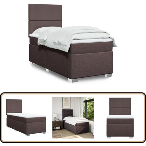 Sommier à lattes de lit avec matelas Marron foncé 90x200 cm - Lit Double - Lit Plateforme - Matelas À Ressorts Ensachés - Literie - Chambre À Coucher