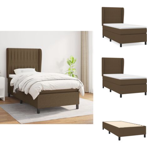 Sommier à lattes de lit avec matelas Marron foncé 90x200 cm - Lit Double - Lit Plateforme - Matelas À Ressorts Ensachés - Literie - Chambre À Coucher