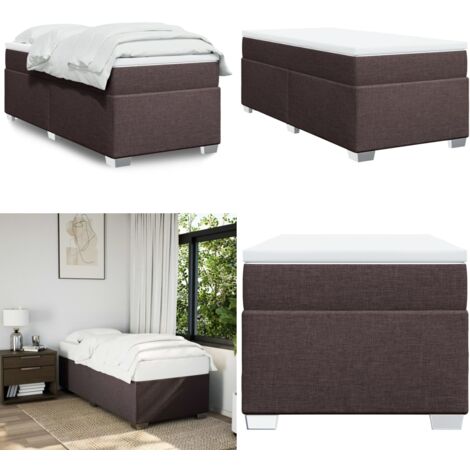 Sommier à lattes de lit avec matelas Marron foncé 90x200 cm - Lit Double - Lit Plateforme - Matelas À Ressorts Ensachés - Literie - Chambre À Coucher - Home & Living