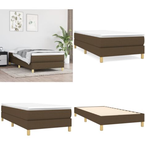 Sommier à lattes de lit avec matelas Marron foncé 90x200 cm - Lit Double - Lit Plateforme - Matelas À Ressorts Ensachés - Literie - Chambre À Coucher - Home & Living