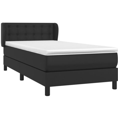 Sommier Ă lattes de lit avec matelas Noir 100x200 cm Similicuir vidaXL