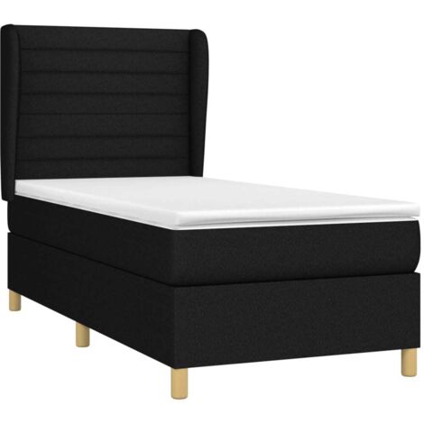 Sommier à lattes de lit avec matelas Noir 100x200 cm Tissu