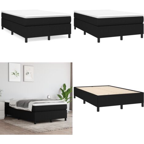 Sommier à lattes de lit avec matelas noir 120x190 cm tissu - Lit Double - Lit Plateforme - Matelas Ressorts Ensachés - Literie - Chambre À Coucher - Home & Living