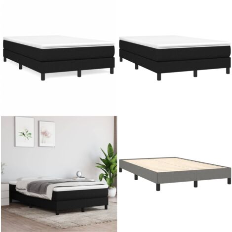 Sommier à lattes de lit avec matelas noir 120x190 cm tissu - Lit Double - Literie - Matelas - Chambre À Coucher - Meuble De Chambre - Home & Living