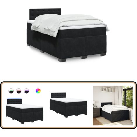 Sommier à lattes de lit avec matelas noir 120x190 cm velours - Lit Double - Lit Design - Lit Moderne - Lit Capitonné - Sommier Tapissier