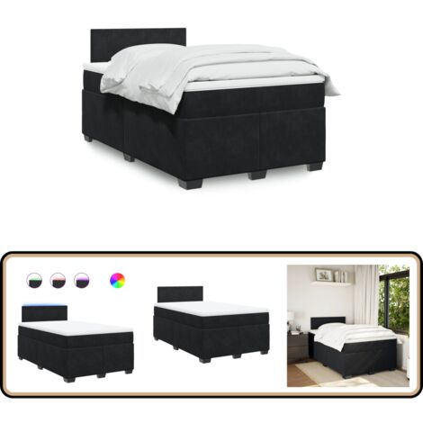 Sommier à lattes de lit avec matelas noir 120x190 cm velours - Lit Double - Lit Design - Lit Moderne - Lit Capitonné - Sommier Tapissier