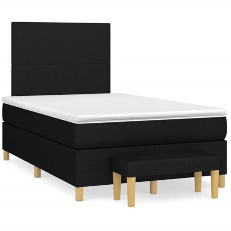 Sommier à lattes de lit avec matelas noir 120x190 tissu