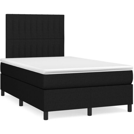 Sommier à lattes de lit avec matelas noir 120x190 tissu