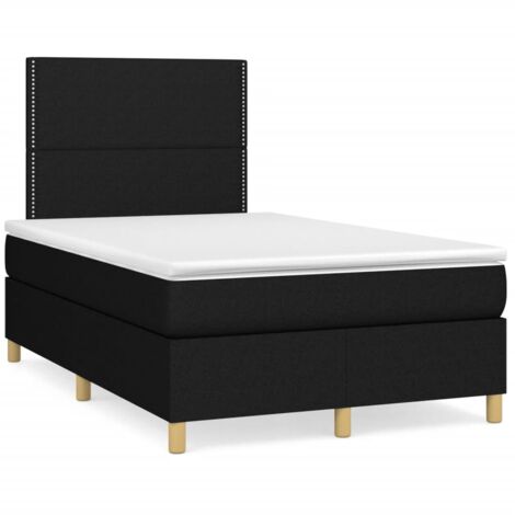 Sommier à lattes de lit avec matelas noir 120x190 tissu