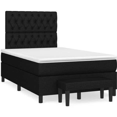 Sommier à lattes de lit avec matelas noir 120x190 tissu