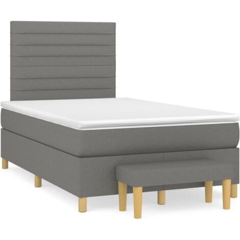 Sommier à lattes de lit avec matelas noir 120x190 tissu