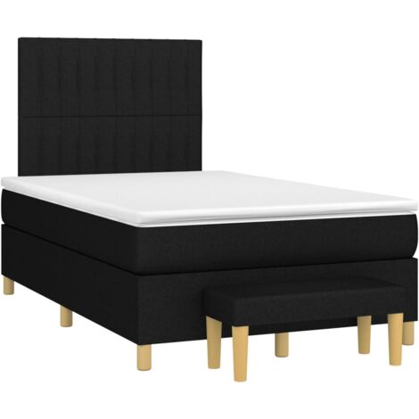 Sommier à lattes de lit avec matelas noir 120x190 tissu