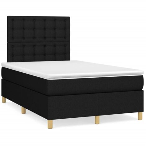 Sommier à lattes de lit avec matelas noir 120x190 tissu