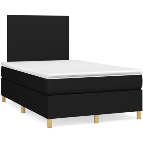 Sommier à lattes de lit avec matelas noir 120x190 tissu