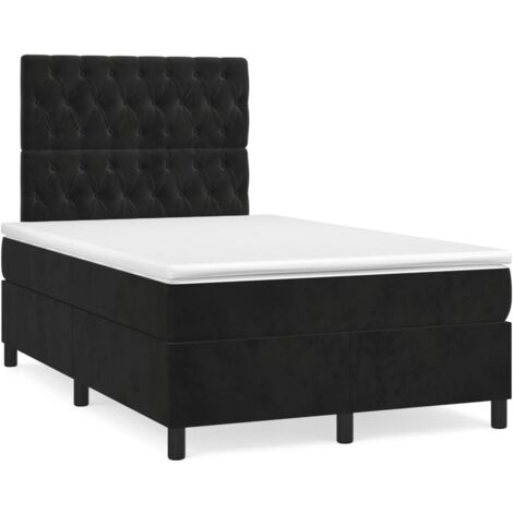 Sommier à lattes de lit avec matelas noir 120x190 velours