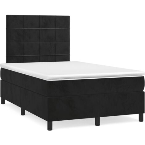Sommier à lattes de lit avec matelas noir 120x190 velours