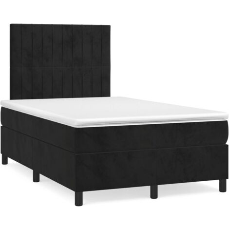Sommier à lattes de lit avec matelas noir 120x190 velours