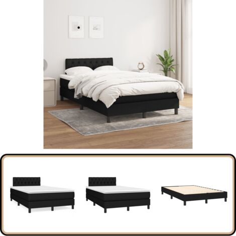 Sommier à lattes de lit avec matelas Noir 120x200 cm Tissu - Lit Double - Lit Plateforme - Matelas Ressorts Ensachés - Têted Lit Ajustable - Literie