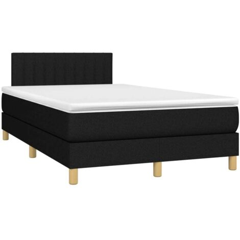 Sommier à lattes de lit avec matelas Noir 120x200 cm Tissu vidaXL