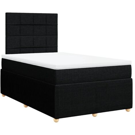 Sommier à lattes de lit avec matelas Noir 120x200 cm Tissu vidaXL