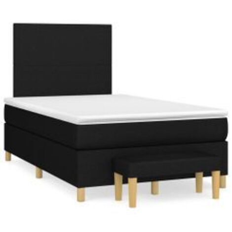Sommier à lattes de lit avec matelas Noir 120x200 Tissu