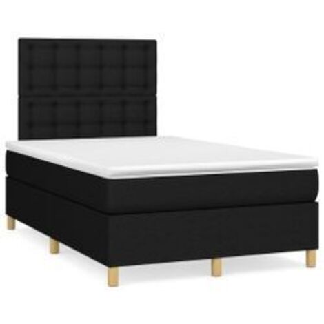 Sommier à lattes de lit avec matelas Noir 120x200 Tissu