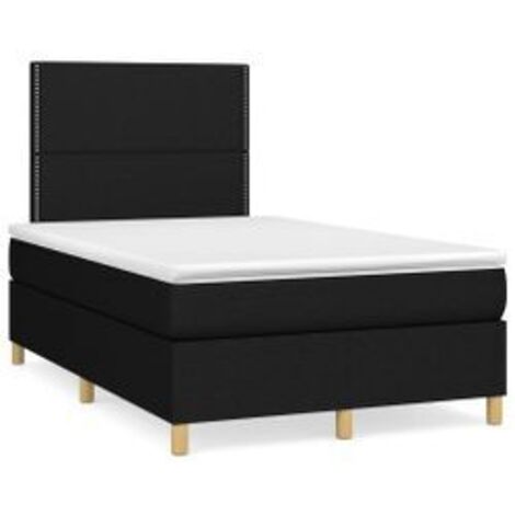 Sommier à lattes de lit avec matelas Noir 120x200 Tissu