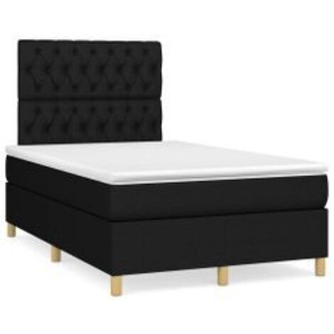 Sommier à lattes de lit avec matelas Noir 120x200 Tissu