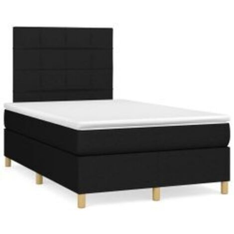 Sommier à lattes de lit avec matelas Noir 120x200 Tissu