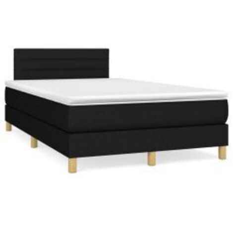 Sommier à lattes de lit avec matelas Noir 120x200 Tissu