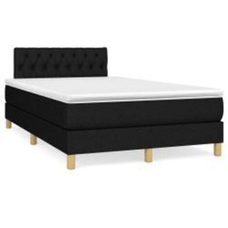 Sommier à lattes de lit avec matelas Noir 120x200 Tissu