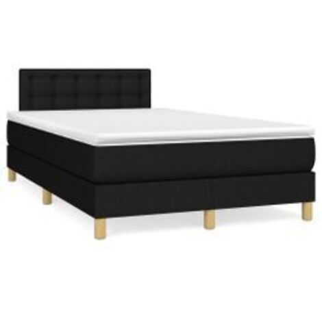 Sommier à lattes de lit avec matelas Noir 120x200 Tissu
