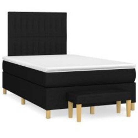 Sommier à lattes de lit avec matelas Noir 120x200 Tissu