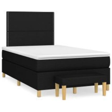 Sommier à lattes de lit avec matelas Noir 120x200 Tissu
