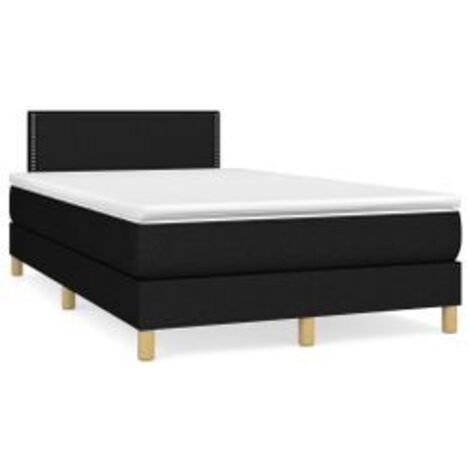 Sommier à lattes de lit avec matelas Noir 120x200 Tissu