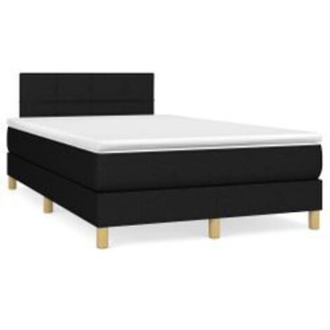 Sommier à lattes de lit avec matelas Noir 120x200 Tissu