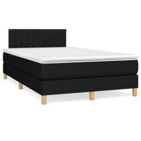 Sommier à lattes de lit avec matelas Noir 120x200 Tissu