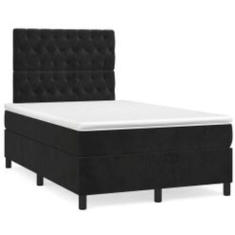 Sommier à lattes de lit avec matelas Noir 120x200 Velours