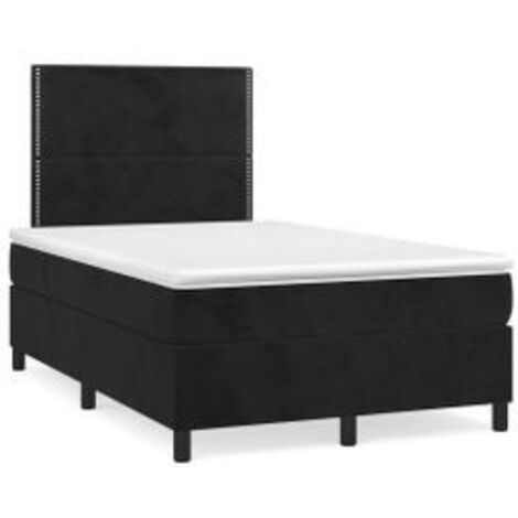 Sommier à lattes de lit avec matelas Noir 120x200 Velours