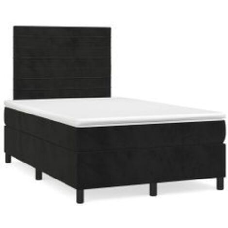 Sommier à lattes de lit avec matelas Noir 120x200 Velours