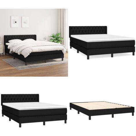 Sommier à lattes de lit avec matelas Noir 140x190 cm Tissu - lit à sommier tapissier - lits à sommier tapissier - Home & Living