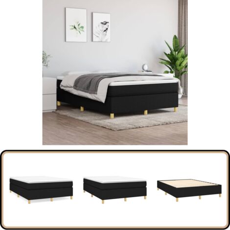 Sommier à lattes de lit avec matelas Noir 140x190 cm Tissu - Lit Double - Lit Plateforme - Matelas Ressorts Ensachés - Literie - Chambre À Coucher