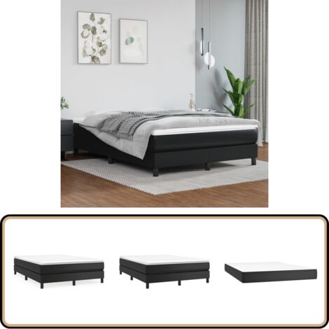 Sommier à lattes de lit avec matelas Noir 140x200 cm Similicuir - Lit Double - Lit Tapissier - Matelas Ressorts Ensachés - Literie - Chambre À Coucher