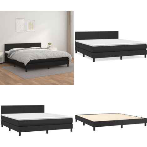 Sommier à lattes de lit avec matelas Noir 160x200 cm - Lit Tapissier - Lit Double - Matelas Ressorts Ensachés - Literie - Chambre À Coucher - Home & Living
