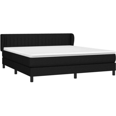 Sommier à lattes de lit avec matelas Noir 160x200 cm Tissu