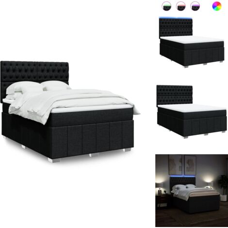 Sommier à lattes de lit avec matelas Noir 160x200 cm Tissu - Sommier À Lattes De Lit - Sommiers À Lattes De Lit - Lit - Meuble De Chambre À Coucher
